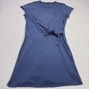 Polo Ralph Lauren Dress Womens Large Blue T-Shirt Dress Knee Length Crew Belted